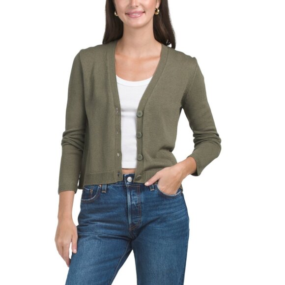 MAX STUDIO LONDON Army Long Sleeve Cardigan Sweater - Picture 1 of 2